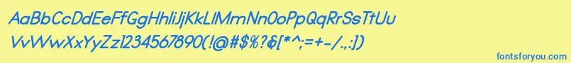 Шрифт Qualio bold italic – синие шрифты на жёлтом фоне