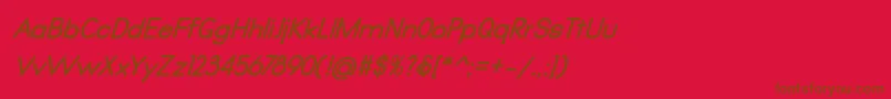Qualio bold italic-fontti – ruskeat fontit punaisella taustalla
