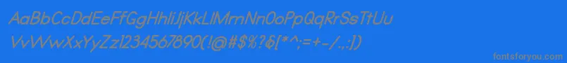 Qualio bold italic-fontti – harmaat kirjasimet sinisellä taustalla