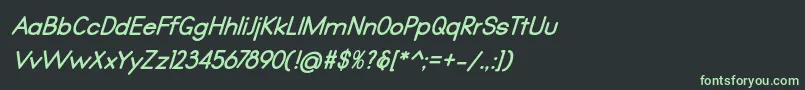 Qualio bold italic-fontti – vihreät fontit mustalla taustalla