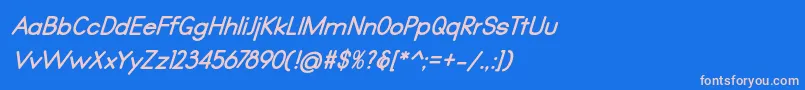 Qualio bold italic-Schriftart – Rosa Schriften auf blauem Hintergrund