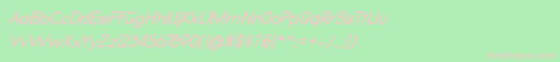 Qualio bold italic-fontti – vaaleanpunaiset fontit vihreällä taustalla
