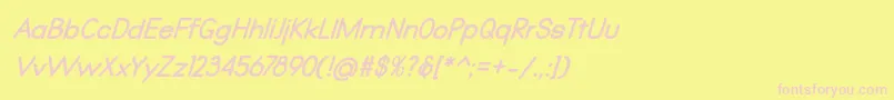 Qualio bold italic-Schriftart – Rosa Schriften auf gelbem Hintergrund