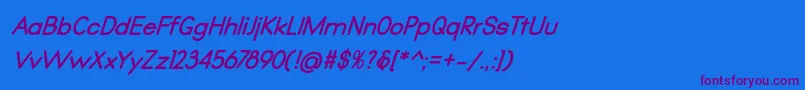 Fonte Qualio bold italic – fontes roxas em um fundo azul