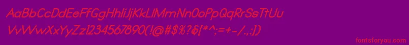 Qualio bold italic-Schriftart – Rote Schriften auf violettem Hintergrund