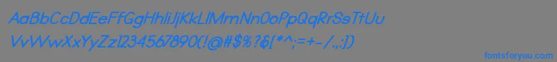 Qualio bold italic-Schriftart – Blaue Schriften auf grauem Hintergrund