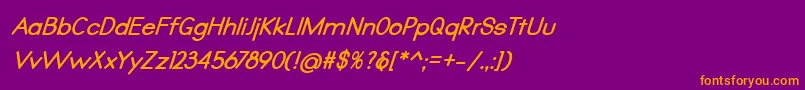 フォントQualio bold italic – 紫色の背景にオレンジのフォント