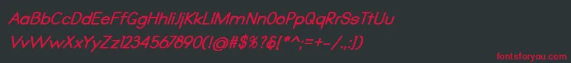 フォントQualio bold italic – 黒い背景に赤い文字