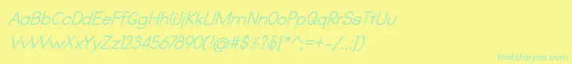 フォントQualio italic – 黄色い背景に緑の文字