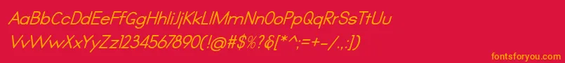 フォントQualio italic – 赤い背景にオレンジの文字
