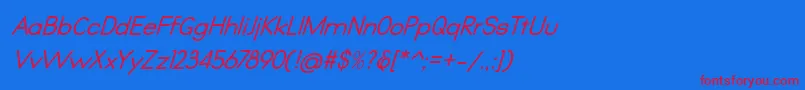Qualio italic Font – Red Fonts on Blue Background