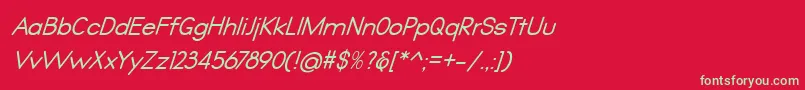 フォントQualio italic – 赤い背景に緑の文字