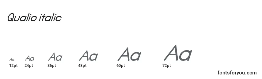 Размеры шрифта Qualio italic (137667)