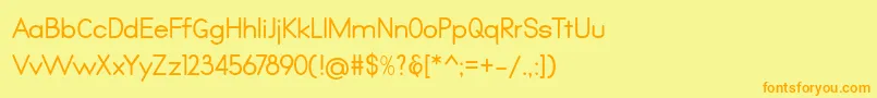 フォントQualio – オレンジの文字が黄色の背景にあります。