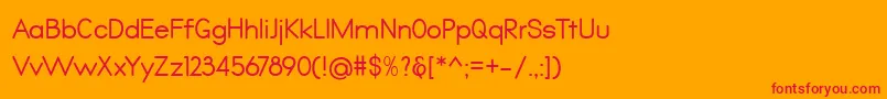 Qualio-Schriftart – Rote Schriften auf orangefarbenem Hintergrund