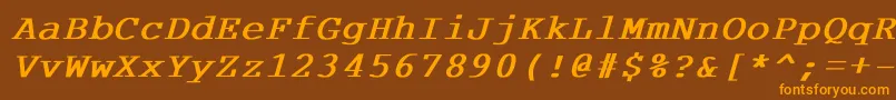 フォントCourdlbi – オレンジ色の文字が茶色の背景にあります。