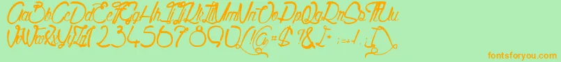 Quality Street-Schriftart – Orangefarbene Schriften auf grünem Hintergrund