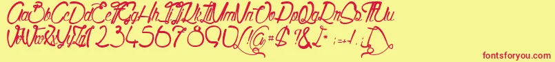 フォントQuality Street – 赤い文字の黄色い背景