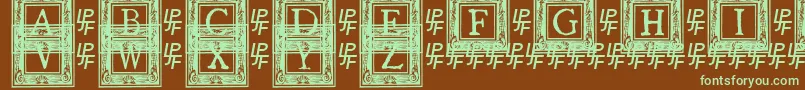 フォントQuaNauticale2 – 緑色の文字が茶色の背景にあります。