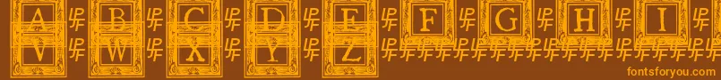 フォントQuaNauticale2 – オレンジ色の文字が茶色の背景にあります。