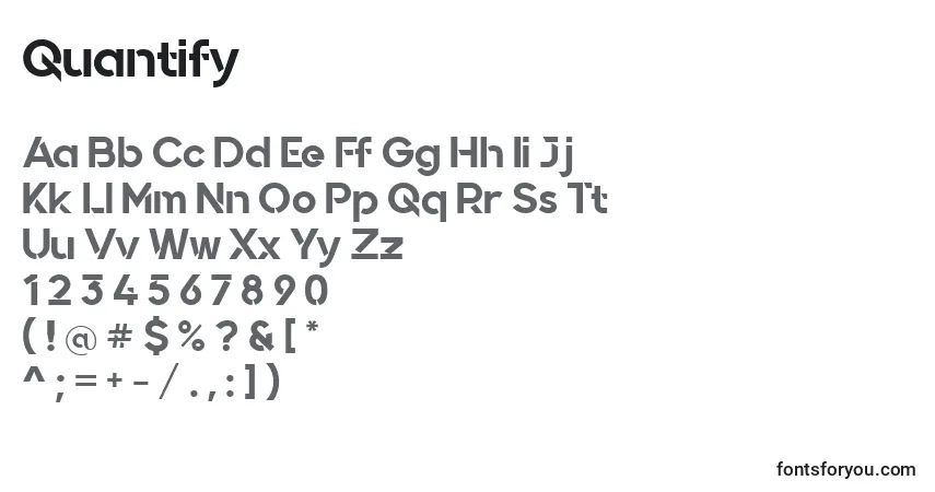 Шрифт Quantify – алфавит, цифры, специальные символы