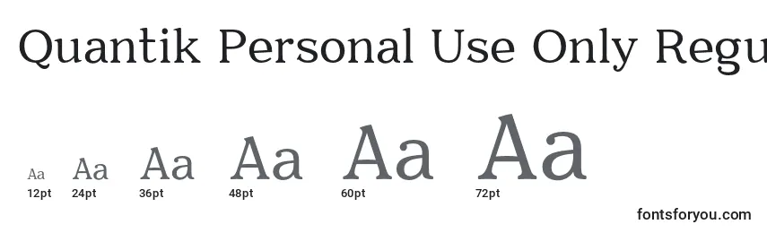 Размеры шрифта Quantik Personal Use Only Regular