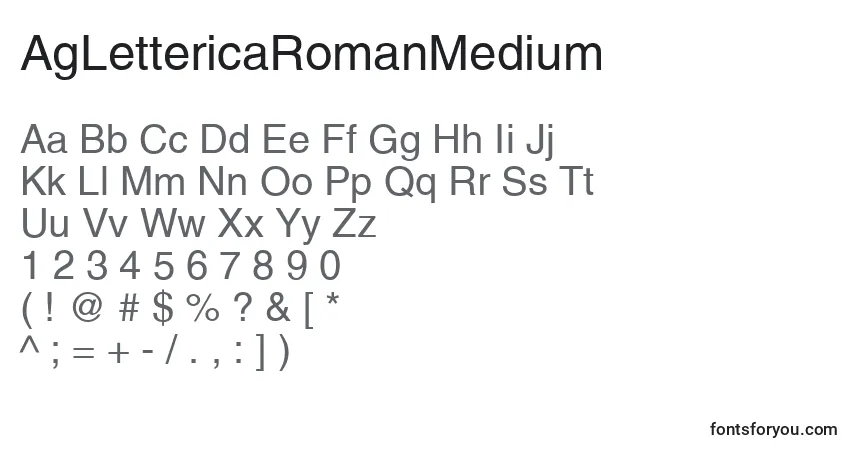 Schriftart AgLettericaRomanMedium – Alphabet, Zahlen, spezielle Symbole