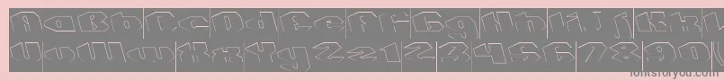 フォントQUANTUM Hollow Inverse – ピンクの背景に灰色の文字