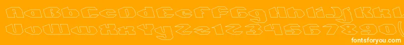 QUANTUM Hollow-Schriftart – Weiße Schriften auf orangefarbenem Hintergrund