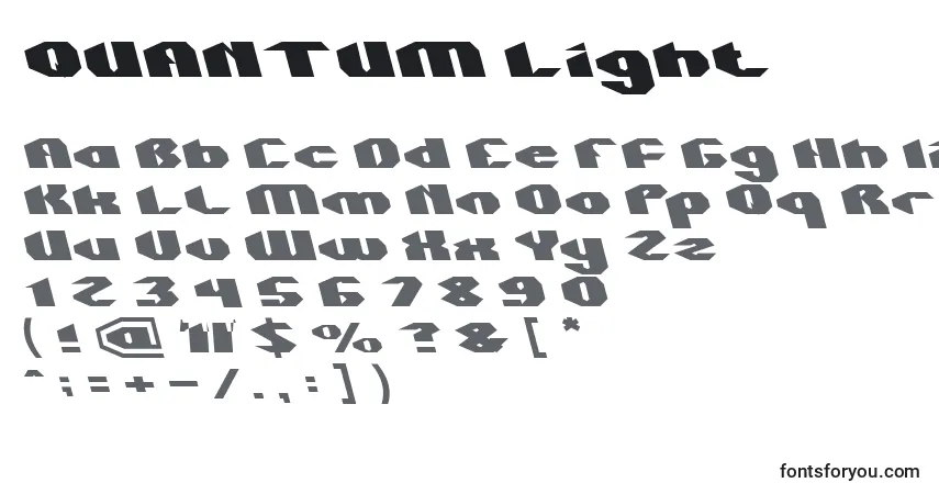 A fonte QUANTUM Light – alfabeto, números, caracteres especiais