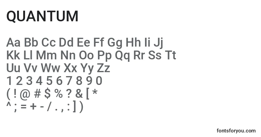 Schriftart QUANTUM (137687) – Alphabet, Zahlen, spezielle Symbole
