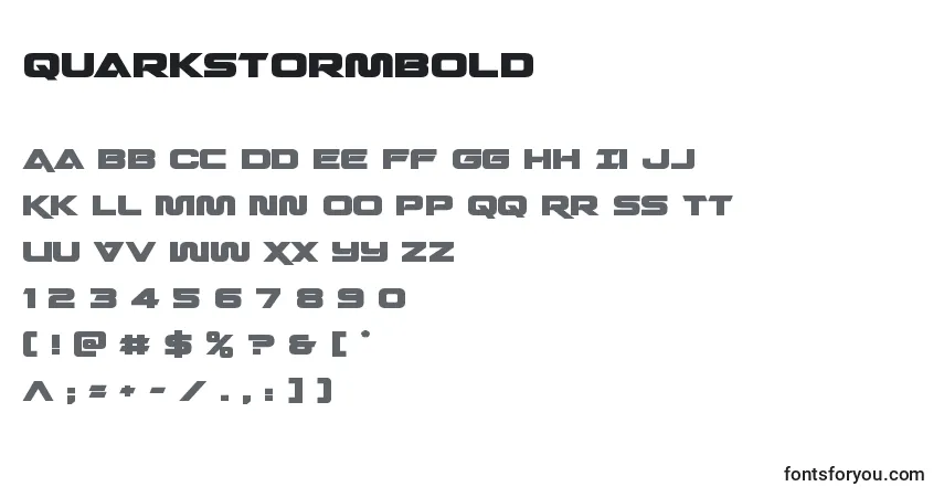 Шрифт Quarkstormbold (137689) – алфавит, цифры, специальные символы