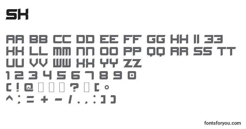 A fonte Sk – alfabeto, números, caracteres especiais