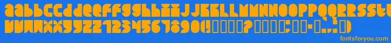 QUARS   -Schriftart – Orangefarbene Schriften auf blauem Hintergrund