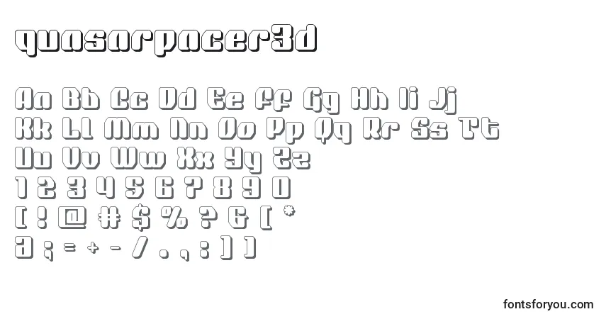 Schriftart Quasarpacer3d – Alphabet, Zahlen, spezielle Symbole