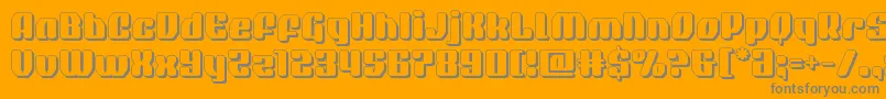 quasarpacer3d-Schriftart – Graue Schriften auf orangefarbenem Hintergrund