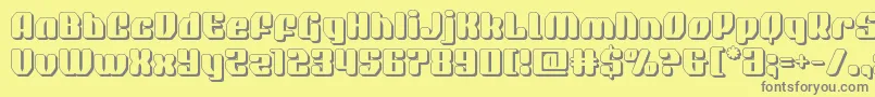 フォントquasarpacer3d – 黄色の背景に灰色の文字