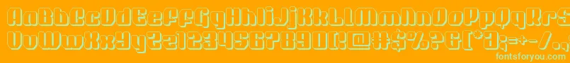 Fonte quasarpacer3d – fontes verdes em um fundo laranja