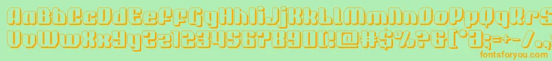 quasarpacer3d-Schriftart – Orangefarbene Schriften auf grünem Hintergrund