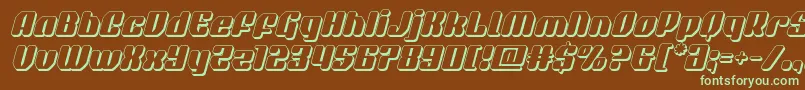 フォントquasarpacer3dital – 緑色の文字が茶色の背景にあります。