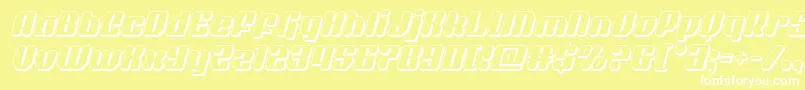 フォントquasarpacer3dital – 黄色い背景に白い文字
