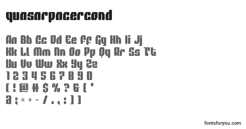 Schriftart Quasarpacercond – Alphabet, Zahlen, spezielle Symbole