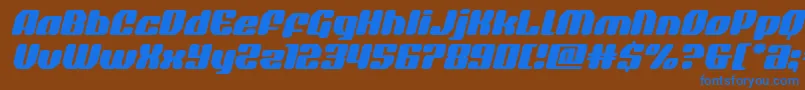 quasarpacerexpandital-Schriftart – Blaue Schriften auf braunem Hintergrund