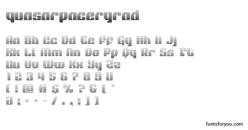 Czcionka Quasarpacergrad – alfabet, cyfry, specjalne znaki