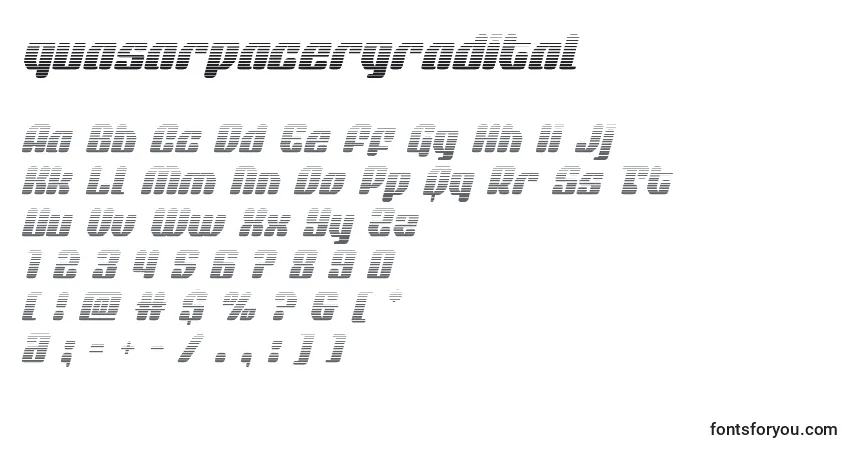 Czcionka Quasarpacergradital – alfabet, cyfry, specjalne znaki