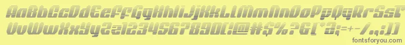 quasarpacergradital-fontti – harmaat kirjasimet keltaisella taustalla