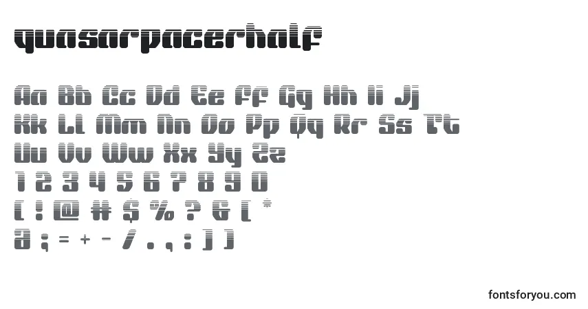 Шрифт Quasarpacerhalf – алфавит, цифры, специальные символы