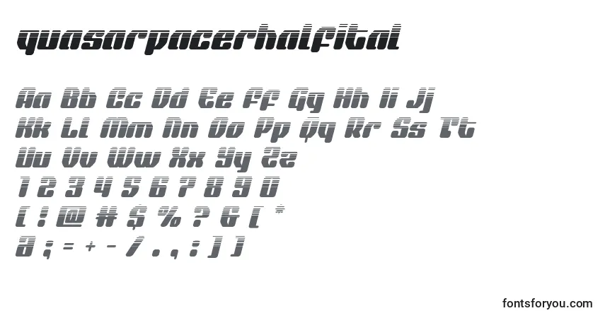 Fuente Quasarpacerhalfital - alfabeto, números, caracteres especiales