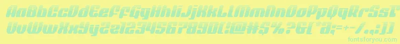 フォントquasarpacerhalfital – 黄色い背景に緑の文字