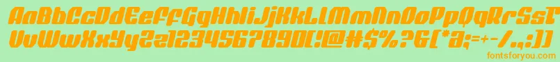 quasarpacerital-Schriftart – Orangefarbene Schriften auf grünem Hintergrund